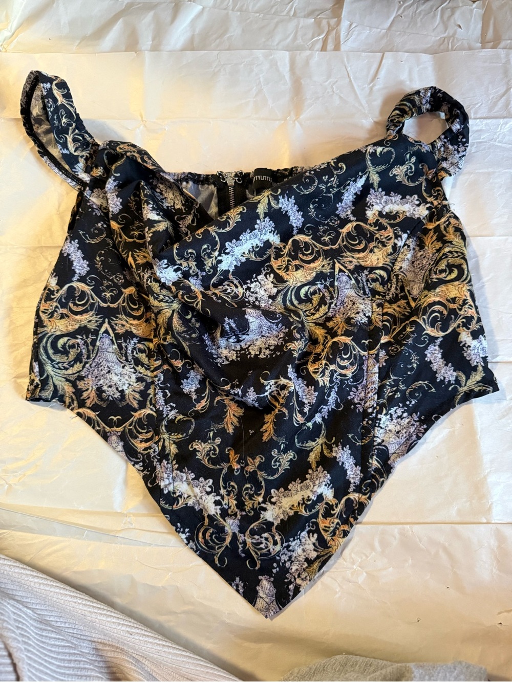 PrettyLittleThing Black and Gold Baroque Cami Top
